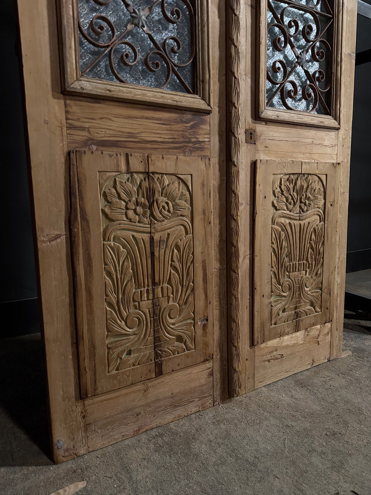 Antique Carved Iron French Doors - 48.5x94.5 - N686