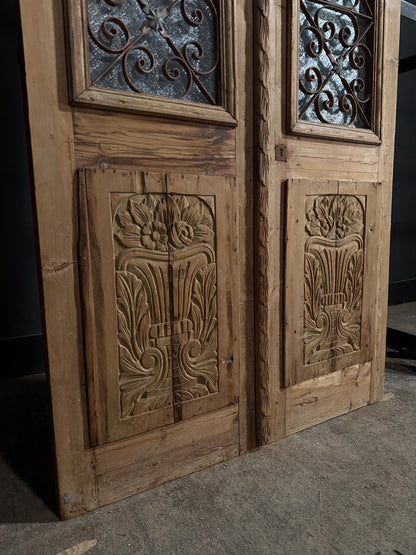 Antique Carved Iron French Doors - 48.5x94.5 - N686