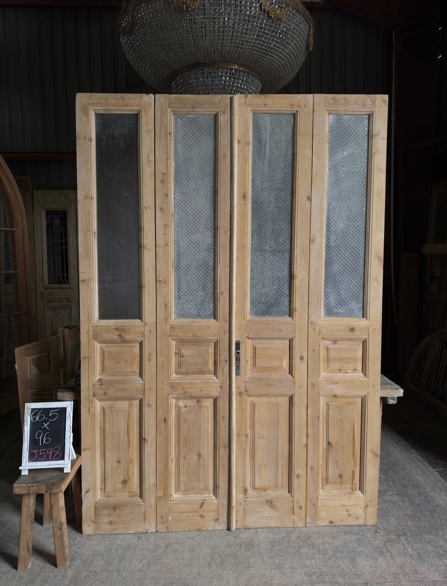 Antique Bi-Fold French Glass Doors - 66.5x96 J598