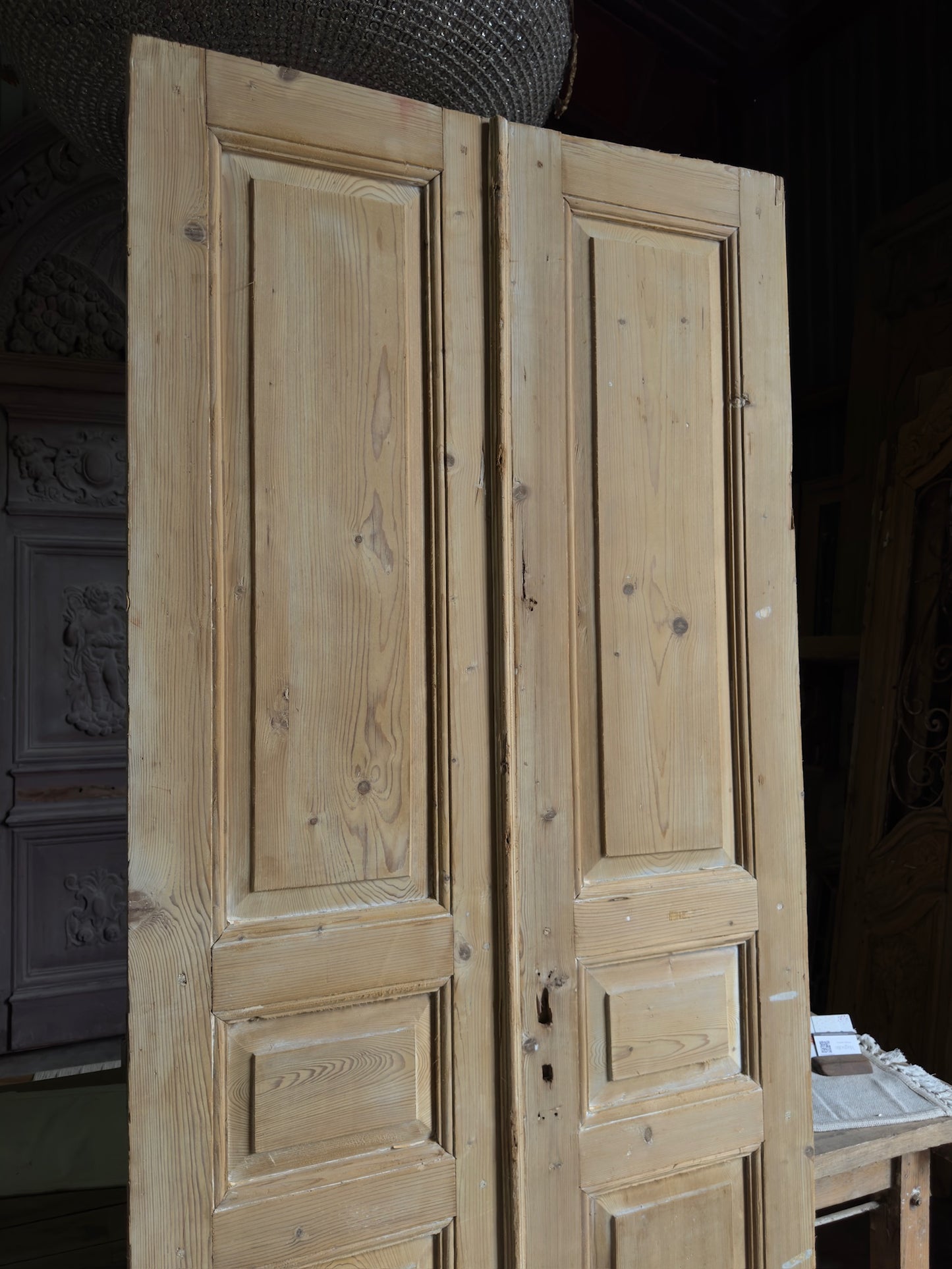 3 Panel Antique Solid French Doors - 40x94 J434