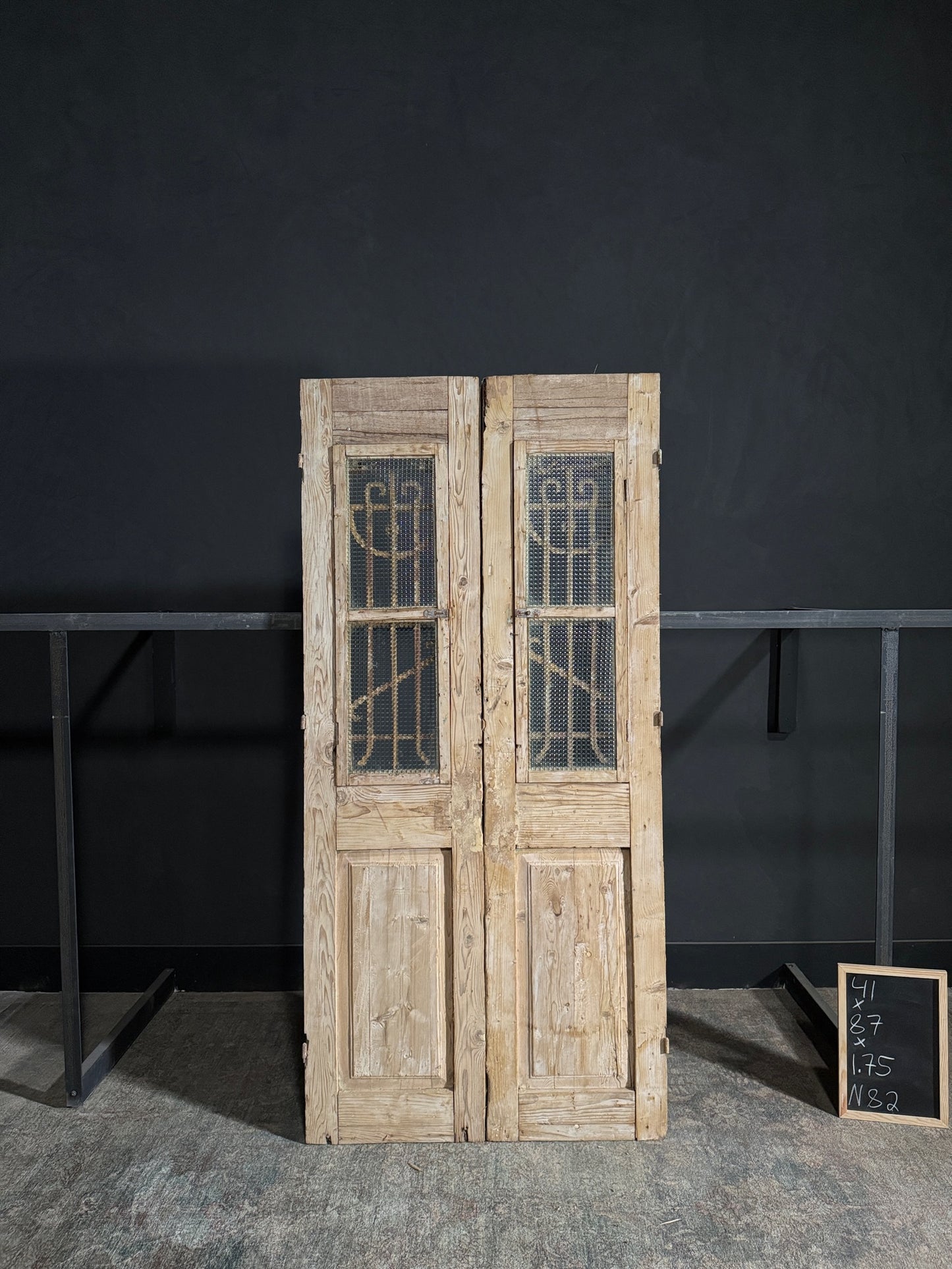 Antique Carved Iron French Doors - 41x87 - N82
