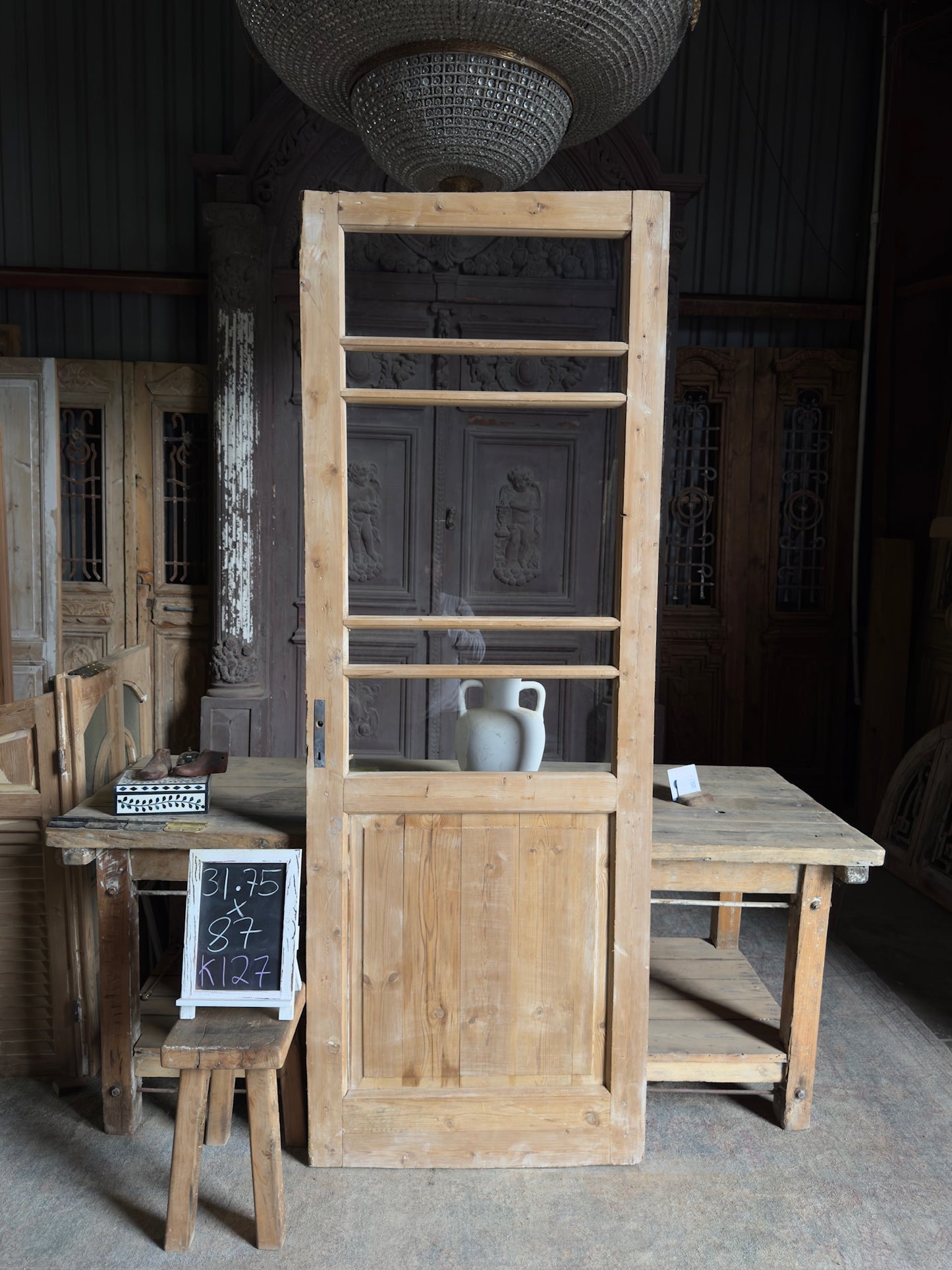 Antique Glass Single Door - 31.75x87 K127