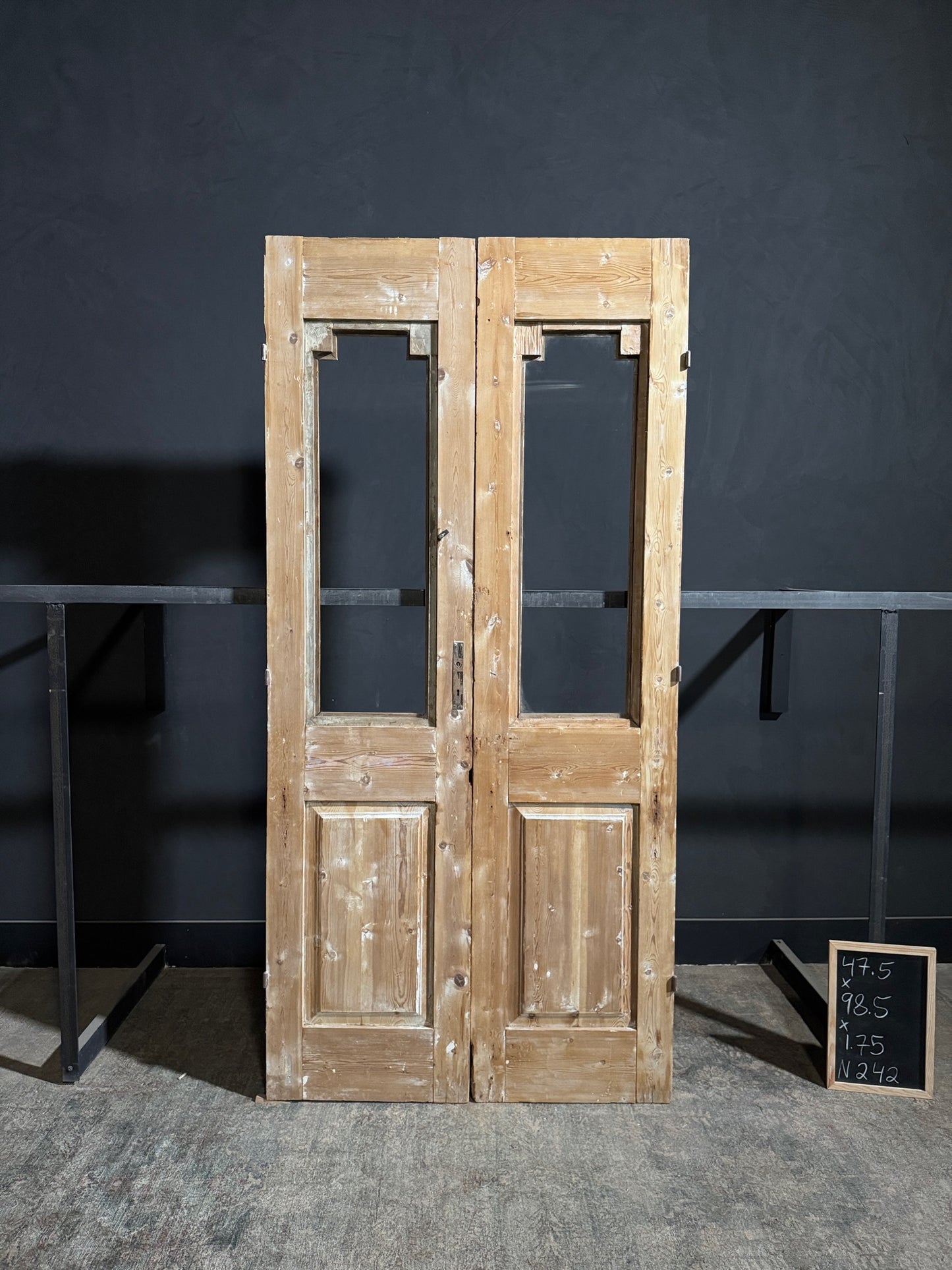 Antique Glass 1 Lite French Doors - 47.5x98.5 - N242