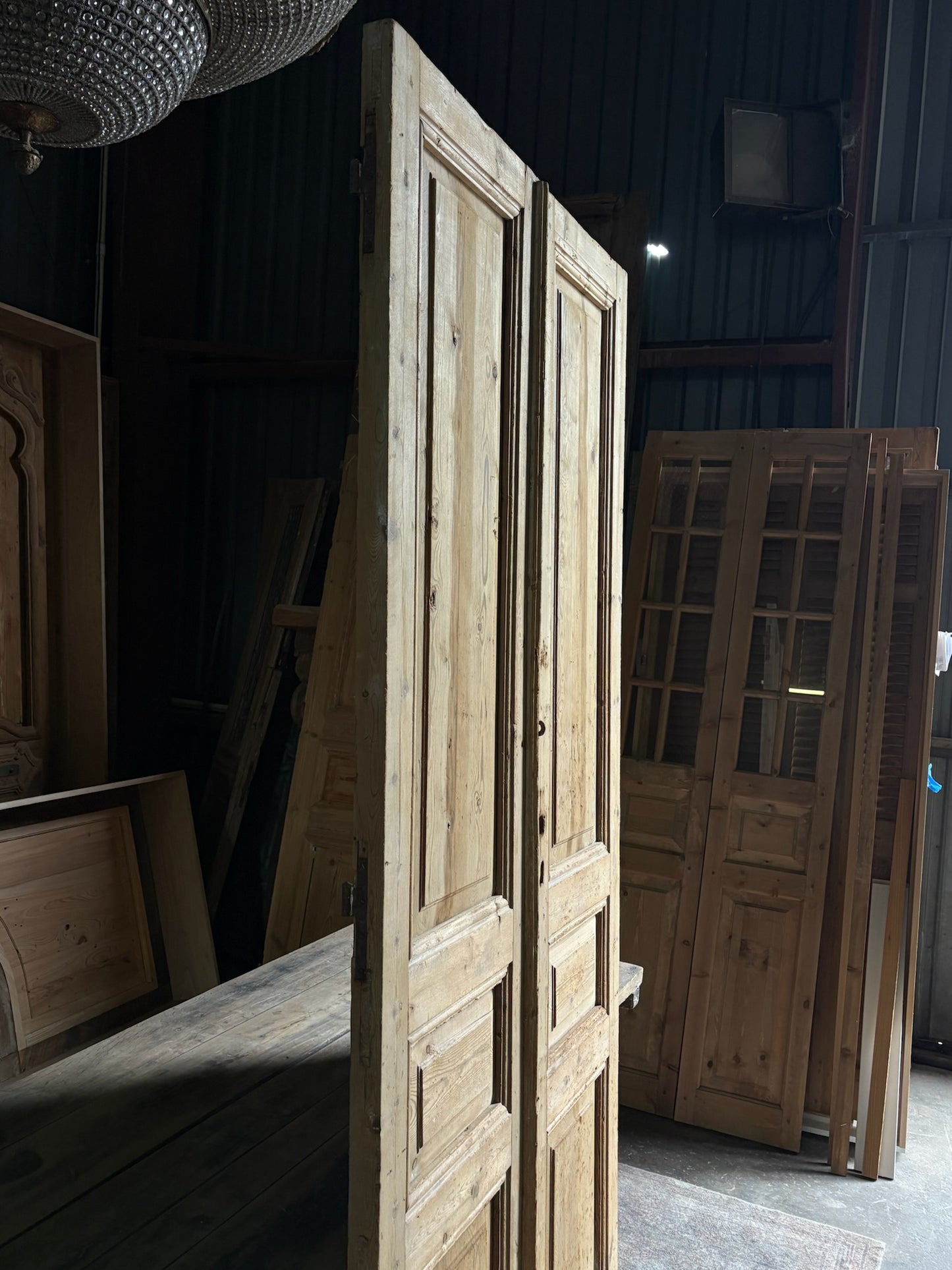 3 Panel Antique Solid French Doors - 42.75x96.5 - L85