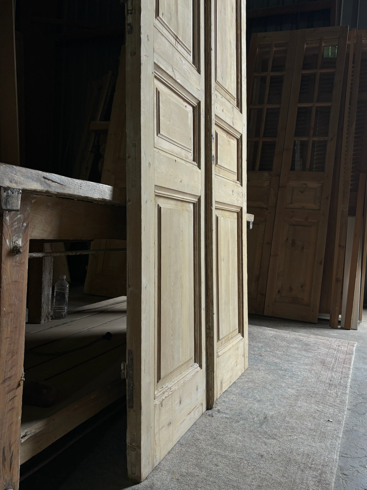 3 Panel Antique Solid French Doors - 43.25x97.25 - L87