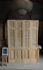 European French Antique Louvered Shutters - 58.5x83 - L412