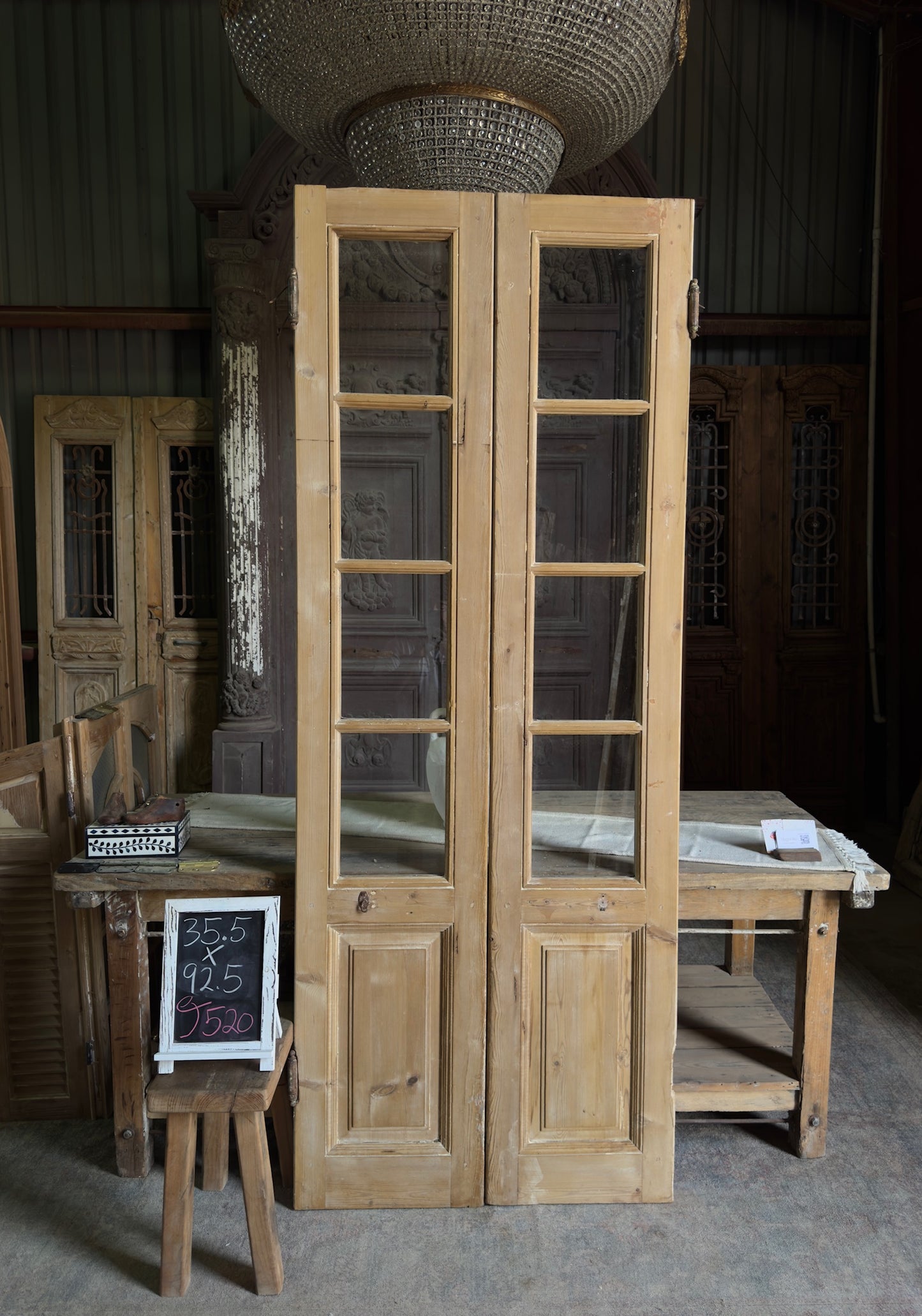 Antique 4 Light French Doors - 35.5x92.5 J520