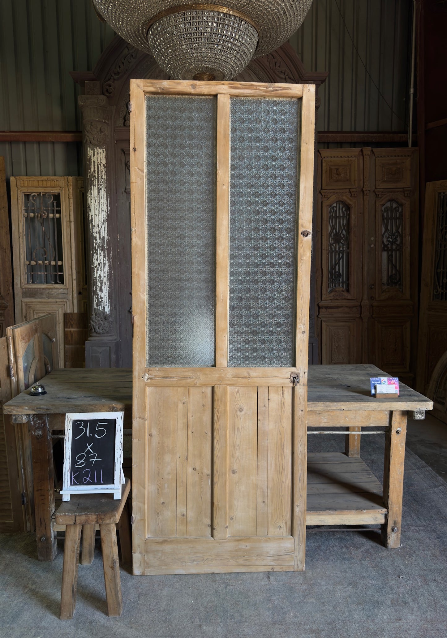 2 Lite Antique Open Glass Single Door - 31.5x87 K211
