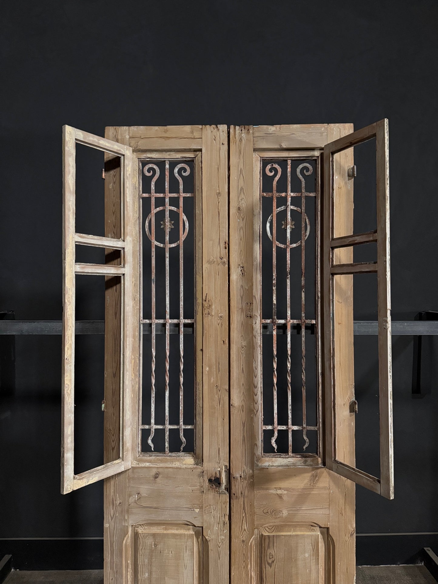 Antique Carved Iron French Doors - 36.25x88.75 - N326