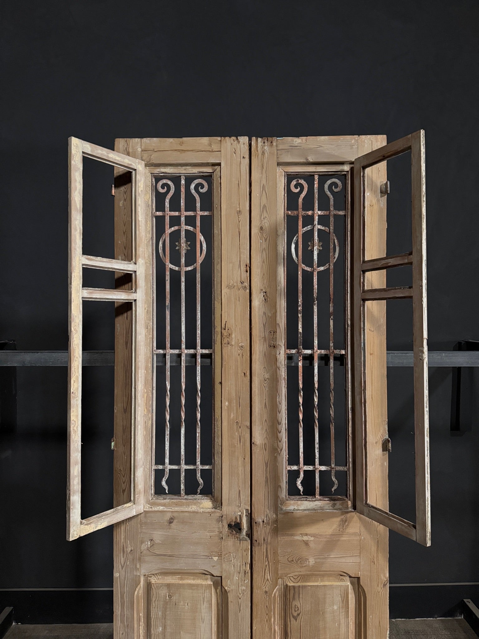 Antique Carved Iron French Doors - 36.25x88.75 - N326