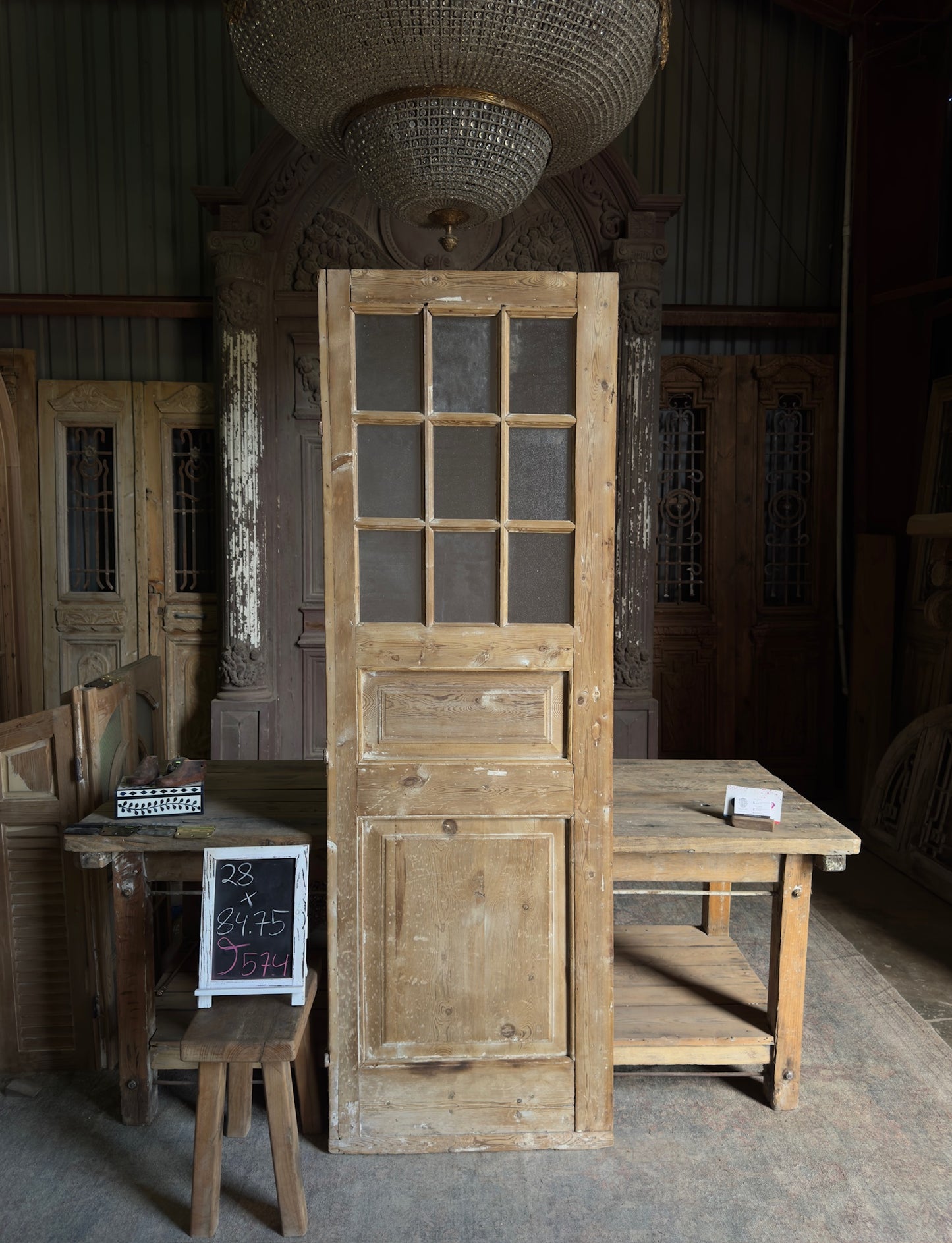 9 Lite Antique Glass Single Door - 28x84.75 J574