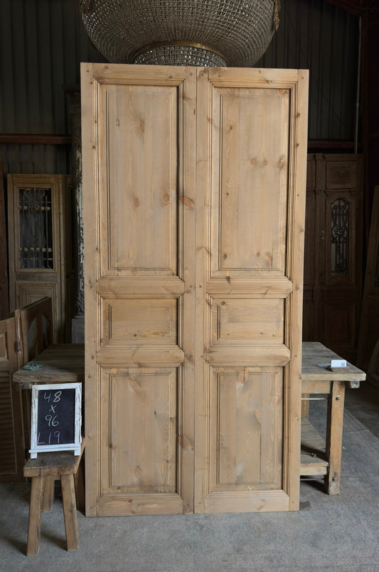 Handcrafted 3 Panel Solid French Doors - 48x96 L19