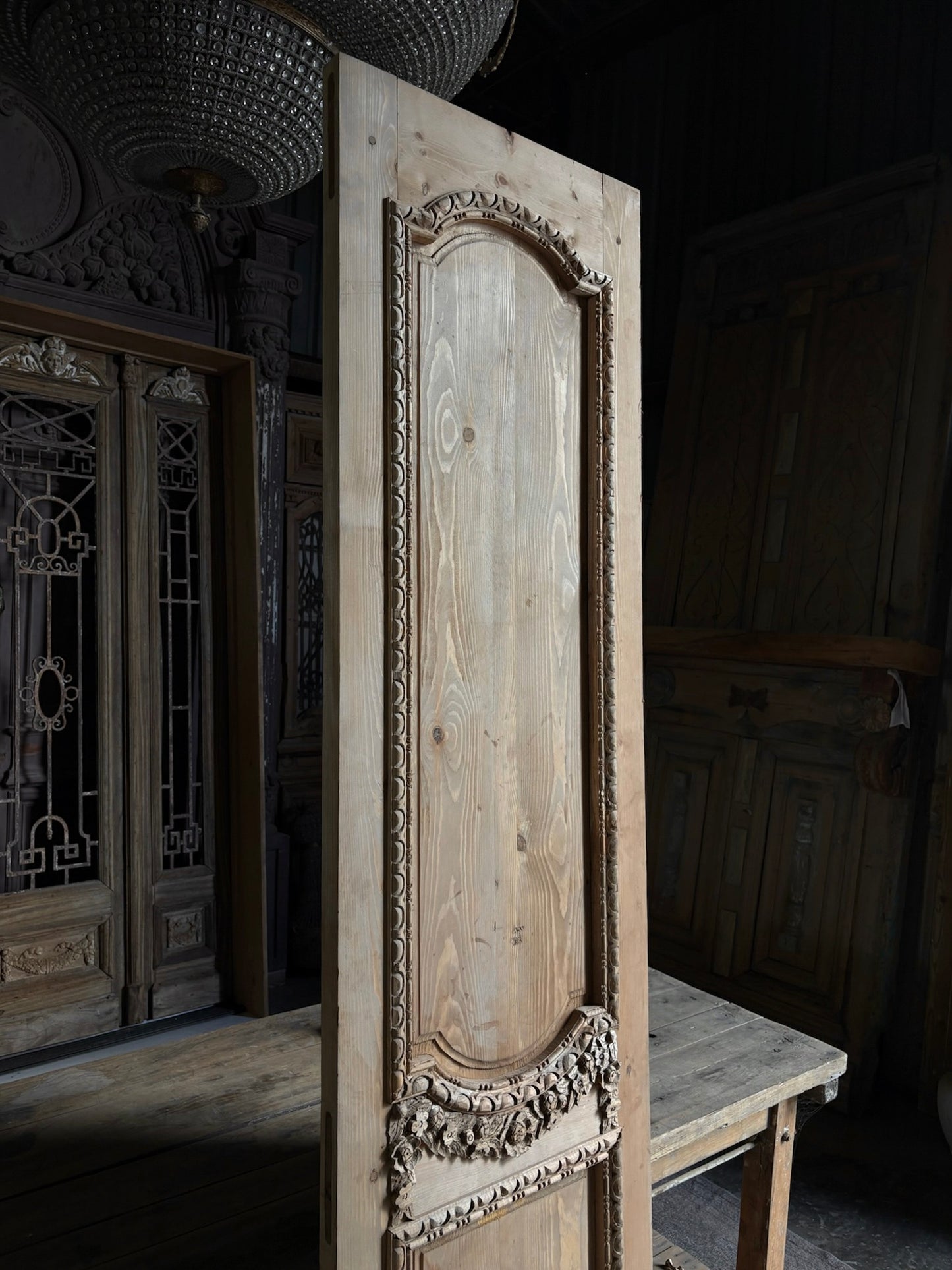 (The Helena) Handcrafted Hand carved Solid French Door - 24x96 L44