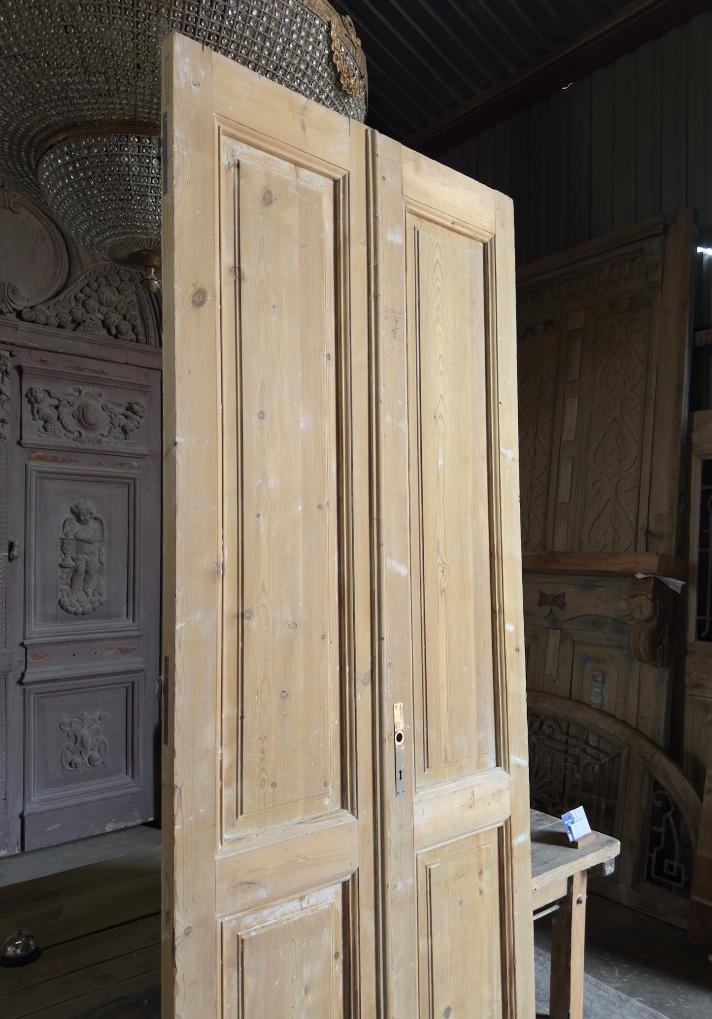 2 Panel Antique Solid French Doors - 39.5x103.5 K323