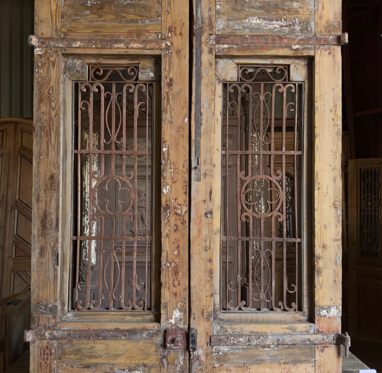 Grand Antique Iron French Doors - 57.5x110 - L205