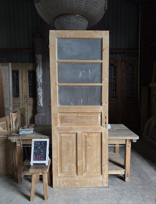 3 Lite Antique Glass Single Door - 33.5x91.5 K112