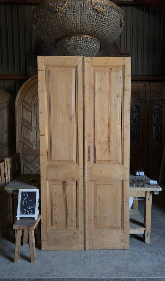 2 Panel Antique Solid French Doors - 44x93.5 - L343