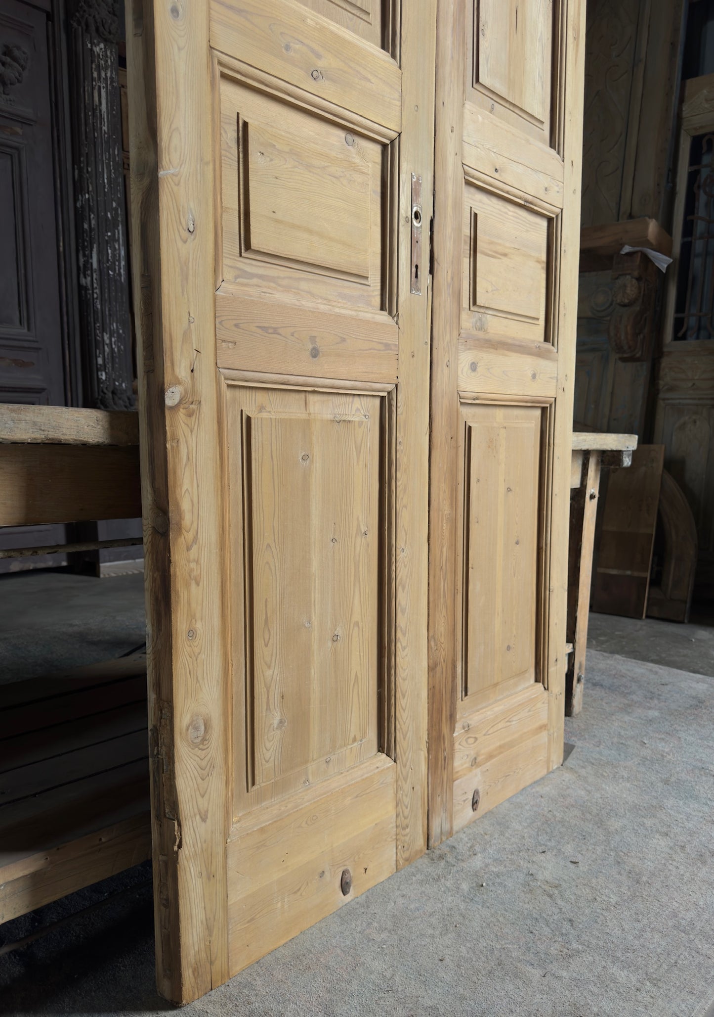 3 Panel Antique Solid French Doors - 41x101.25 K359