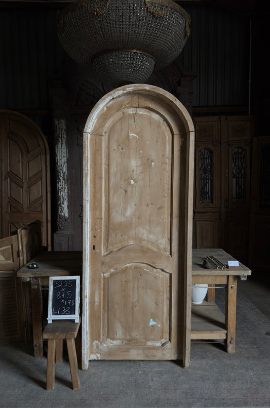 2 Panel Antique Arched Solid Single Door - 32.25x87.5 - L138