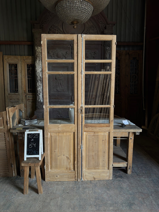 8 Lite European Antique Glass French Doors - 40.25x84 J276