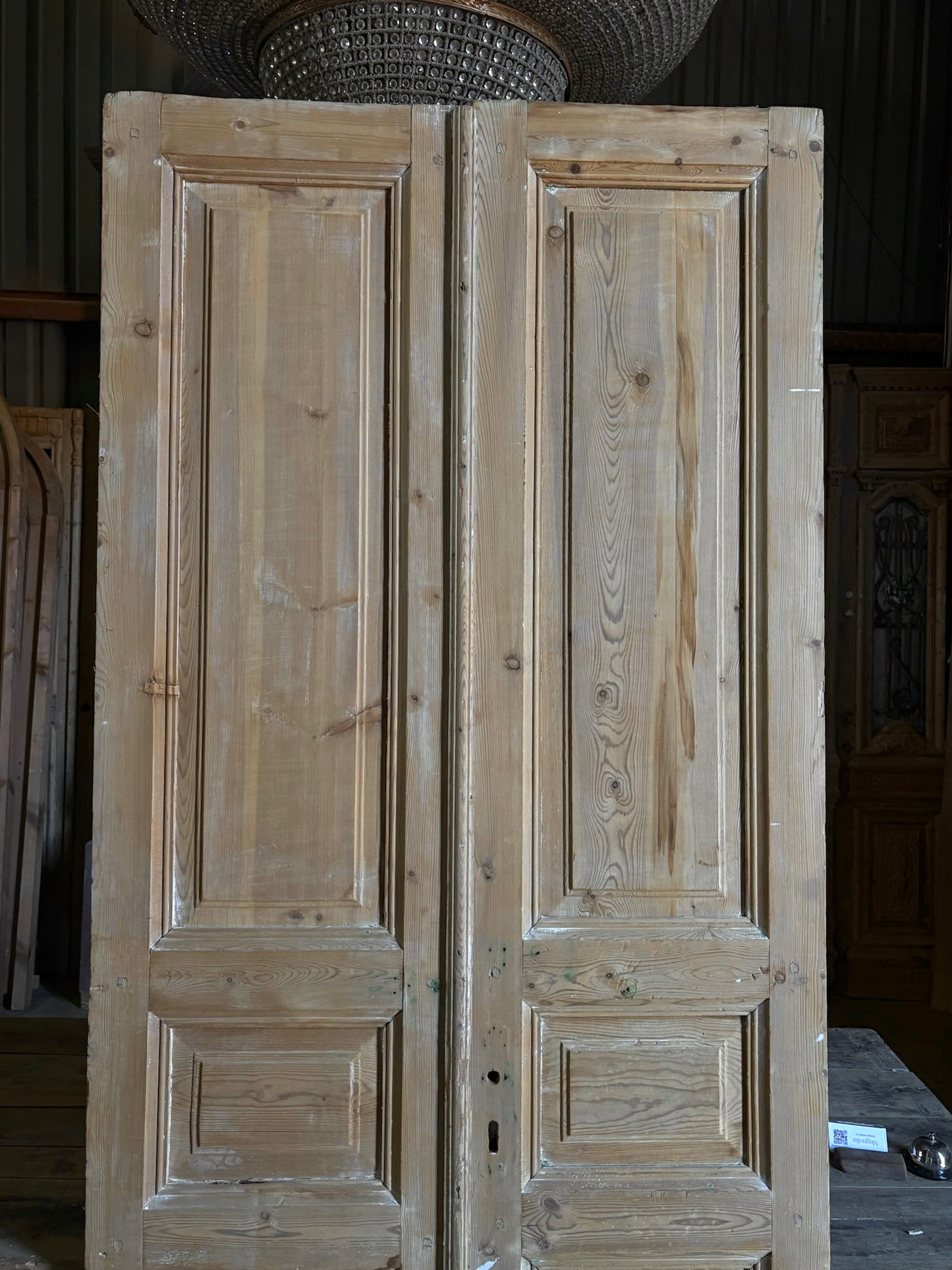 3 Panel Antique Solid French Doors - 39.5x94 - L98