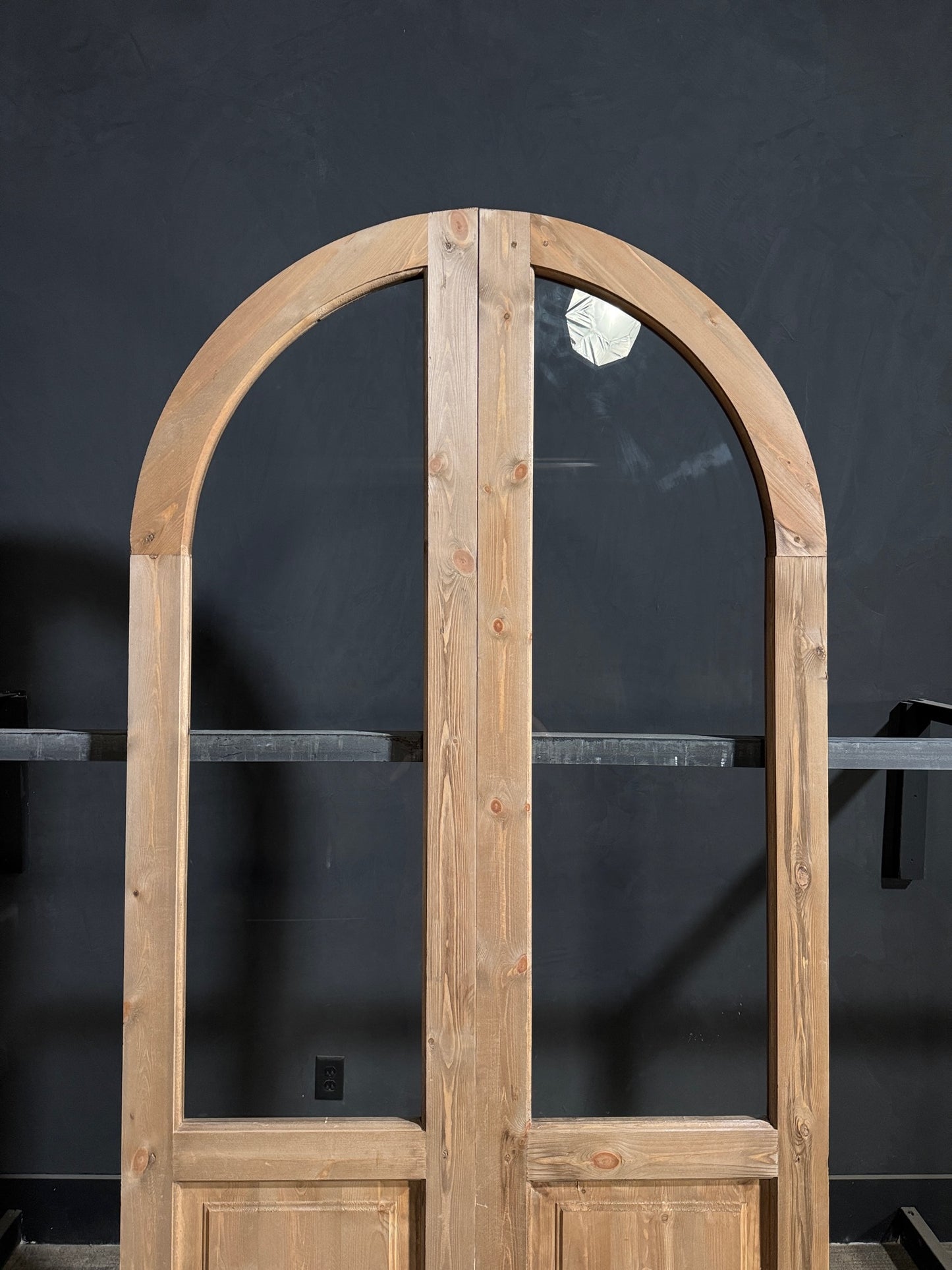 Handcrafted 2 Panel Arched Glass Double Doors - 48x96 - N206