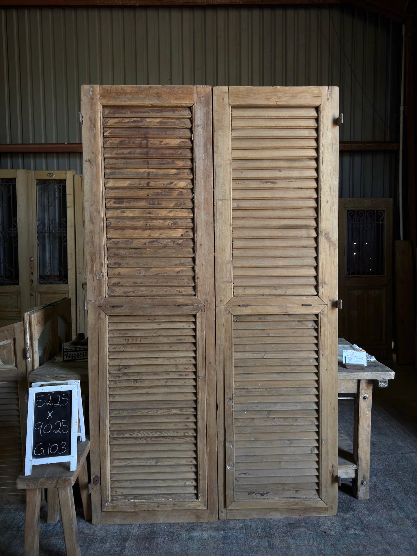 European Antique Louvered Shutters - 52.25x90.25 G103