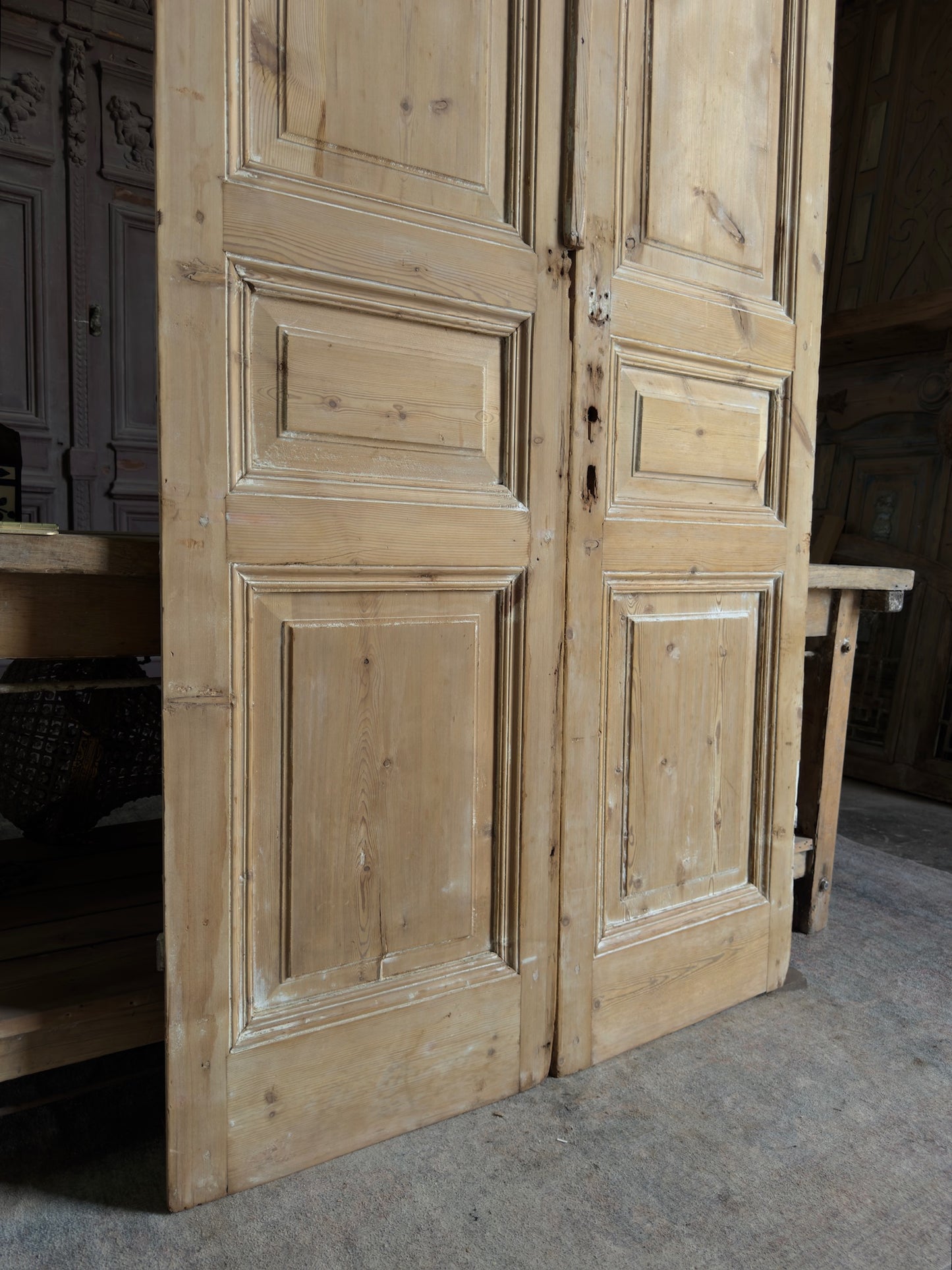3 Panel Antique Solid French Doors - 44.5x105 K147