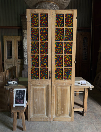 10 Lite Single Antique Stained Glass Doors - 39.5X92.75 J522