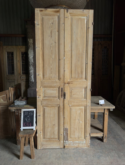 3 Panel Antique Solid French Doors - 38.75x98 K51