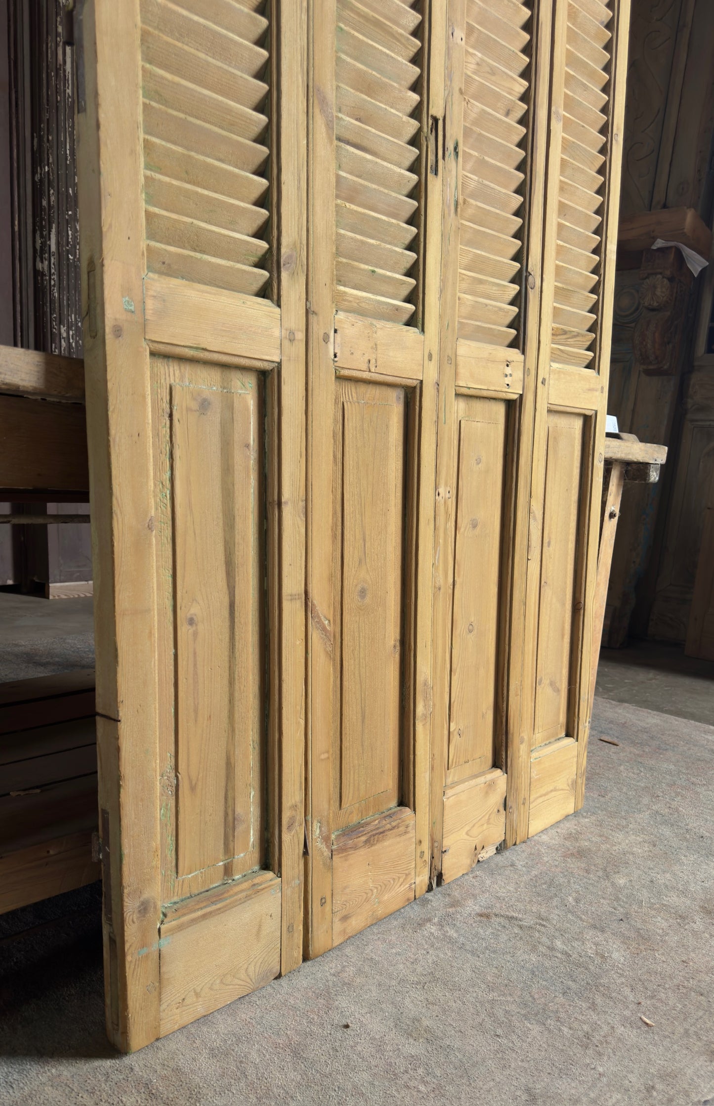 European French Antique Louvered Shutters - 44x87 K479