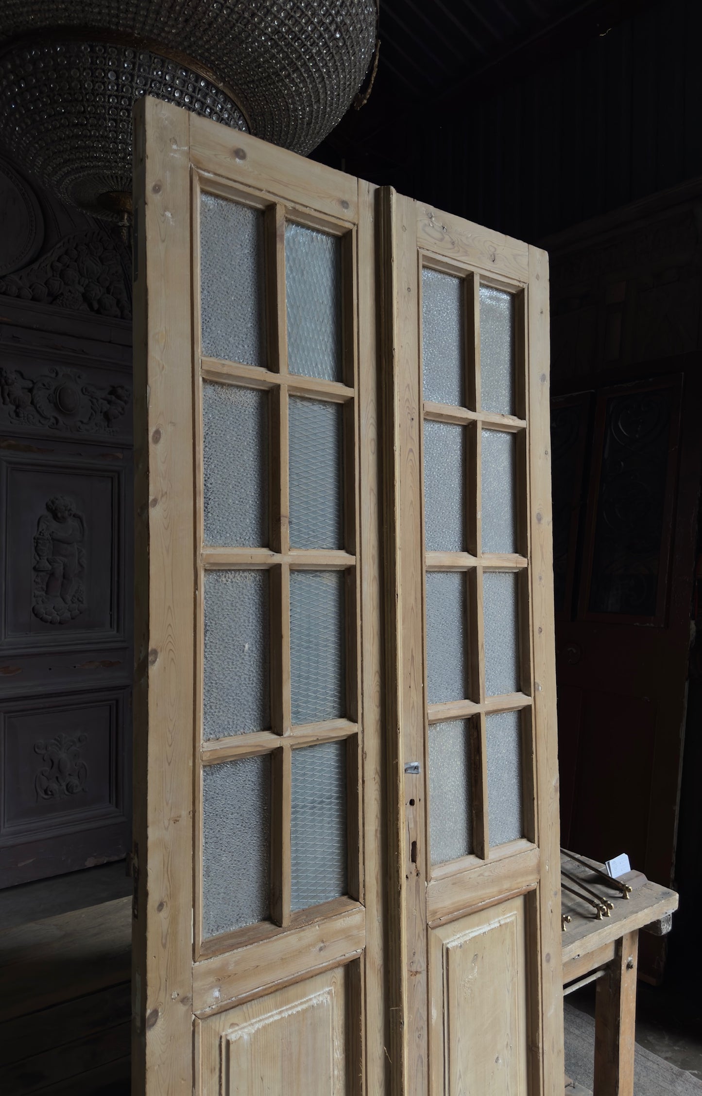 8 Lite Glass Antique French Doors - 36x90.5 - L304