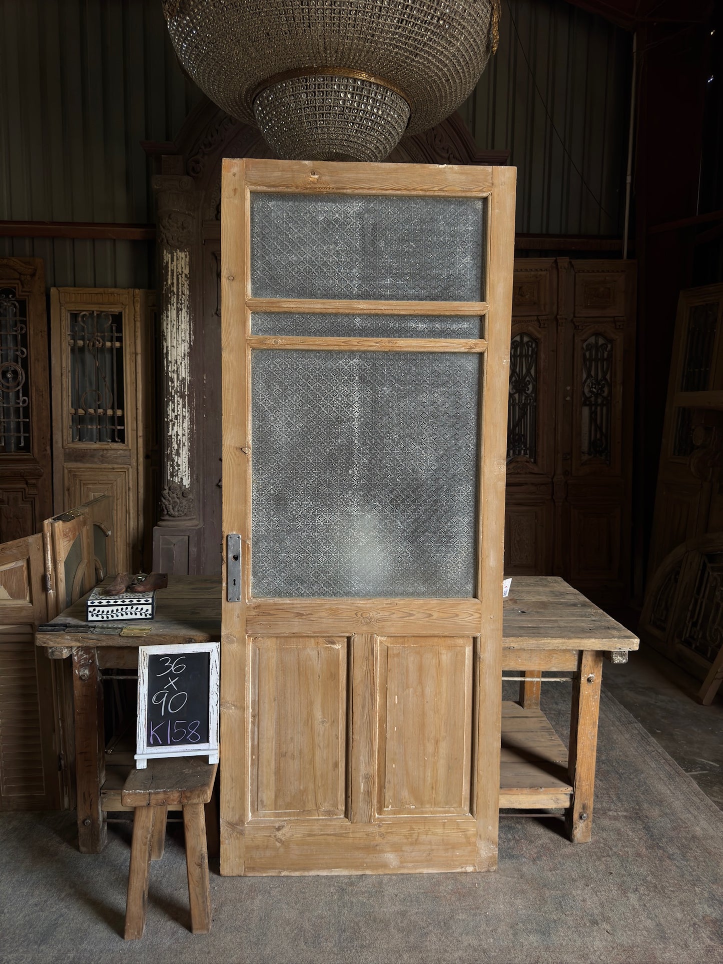 19th Century Antique Glass Single Door - 36x90 K158