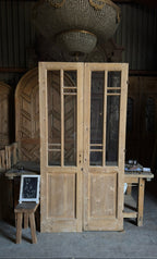 Antique Art Nouveau Glass French Doors - 44x87 - L305