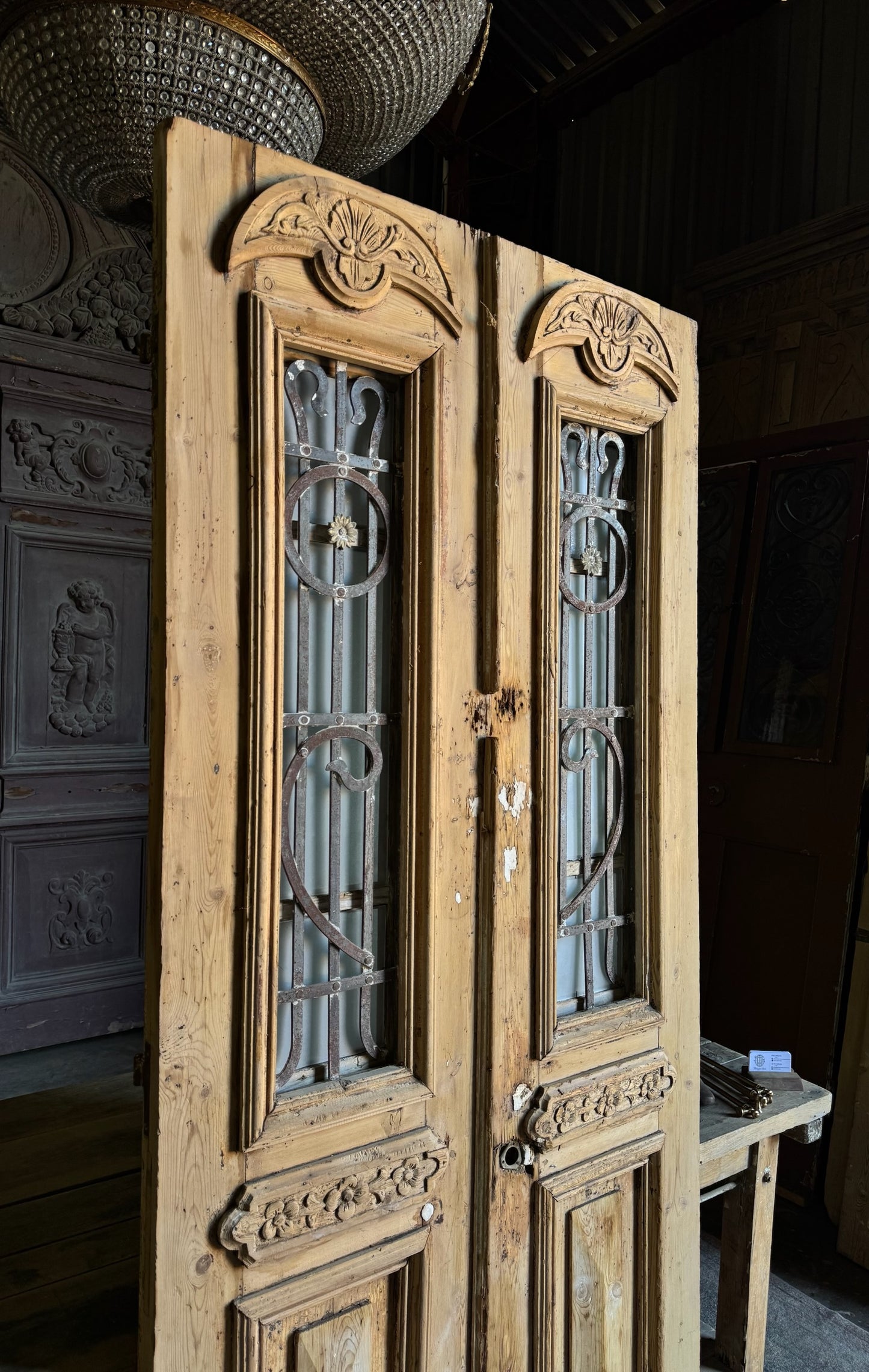 Antique Iron French Double Doors - 38x88 - L286
