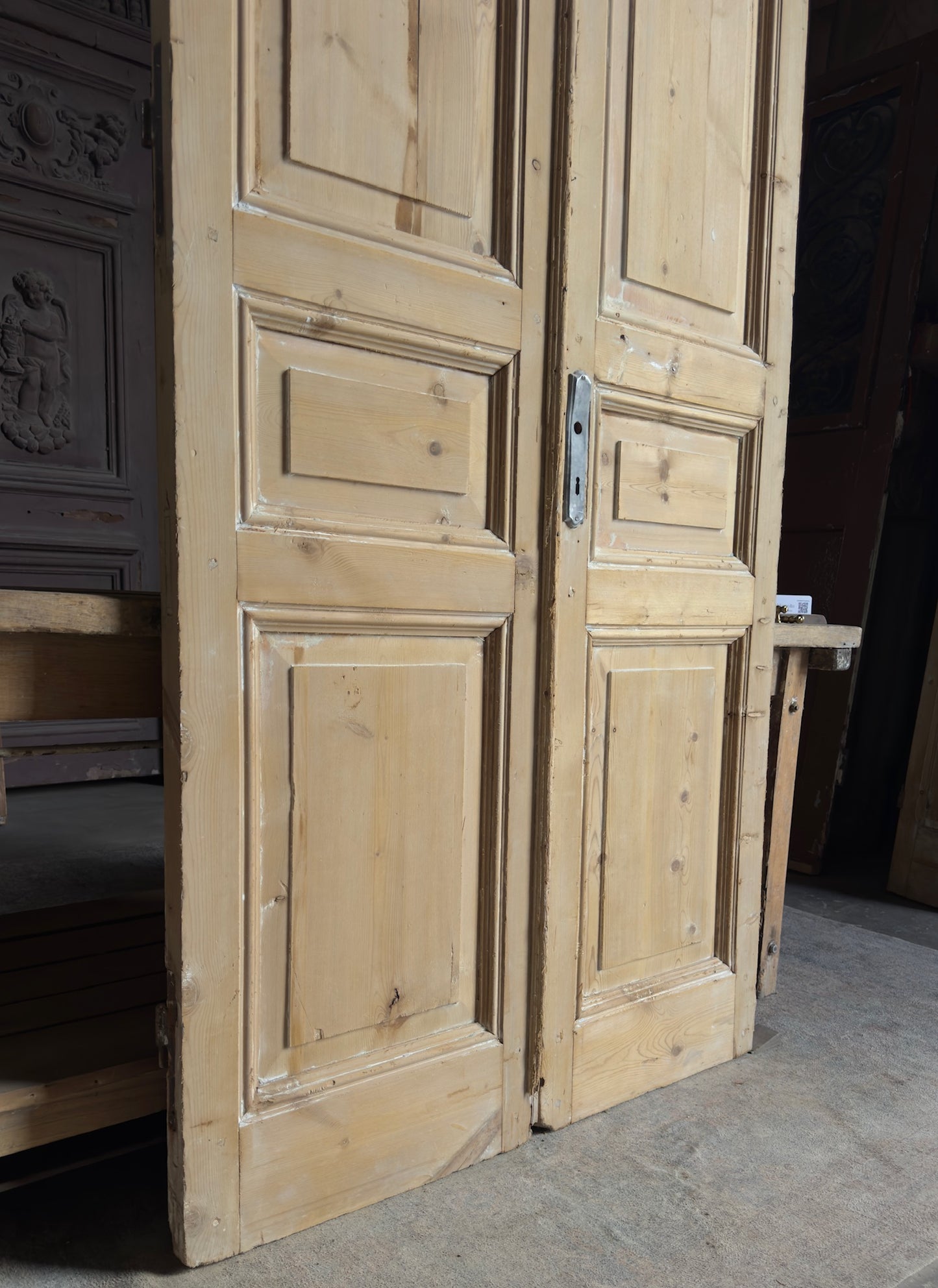 3 Panel Antique Solid French Doors - 43.5x96.5 - L398