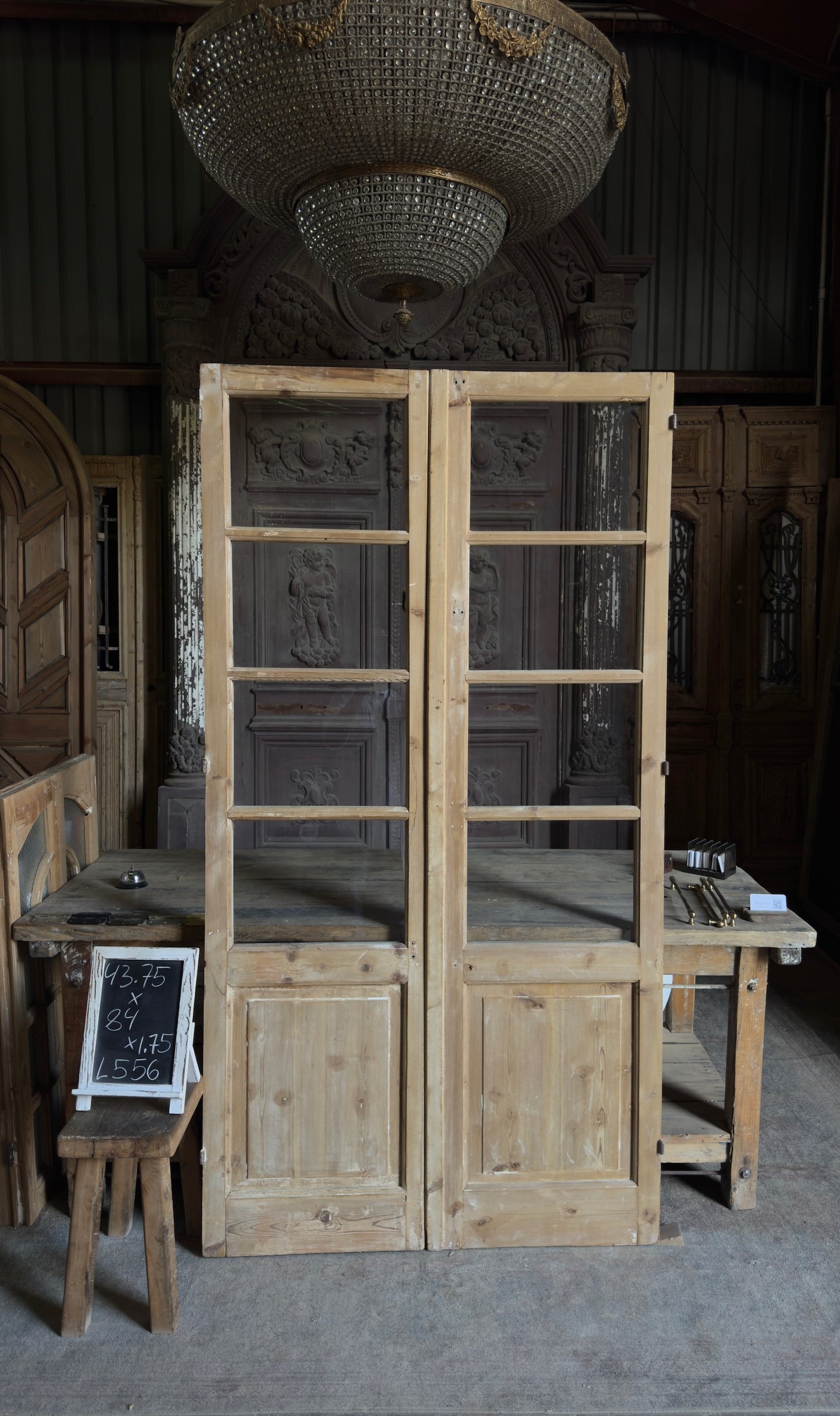 Antique Glass 8 Lite French Doors - 43.75x84 - L556