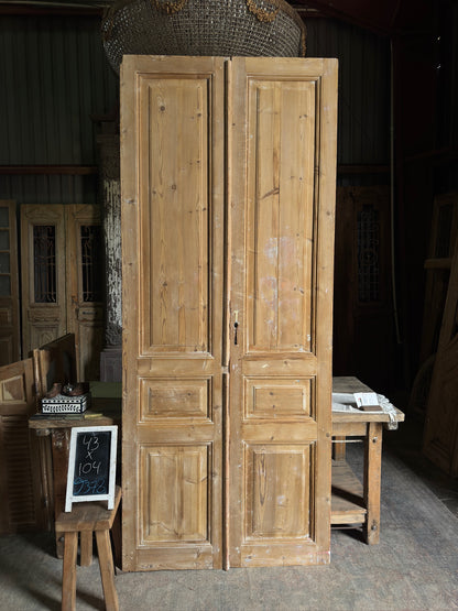 3 Panel Antique Solid French Doors - 43x104 J378