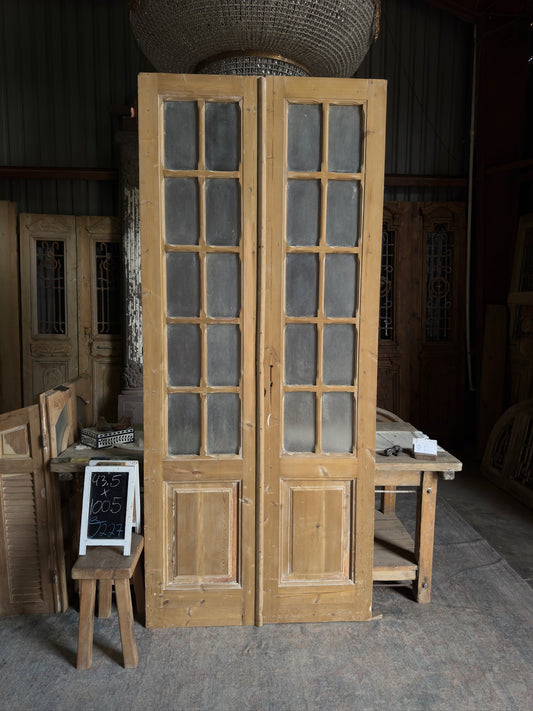 19th Century Antique Glass French Doors - 43.5x100.5 J227