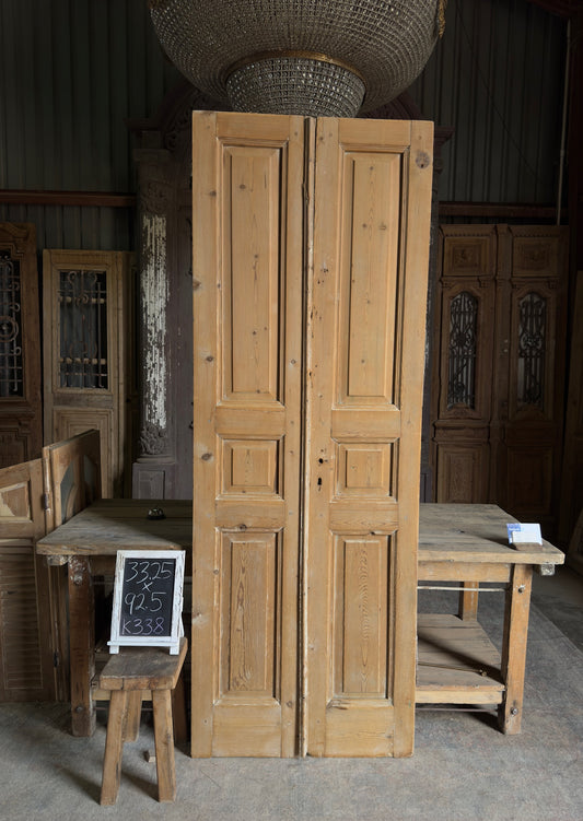 3 Panel Antique Solid French Doors - 33.25x92.5 K338