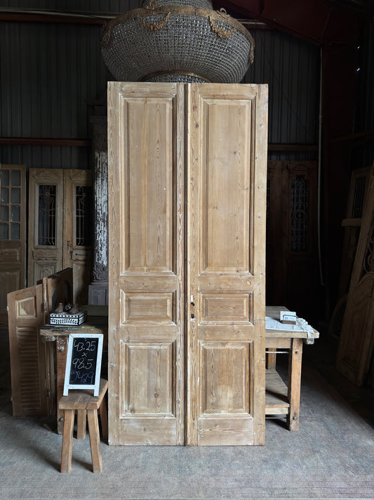 3 Panel Antique Solid French Doors - 43.25x98.5 J429
