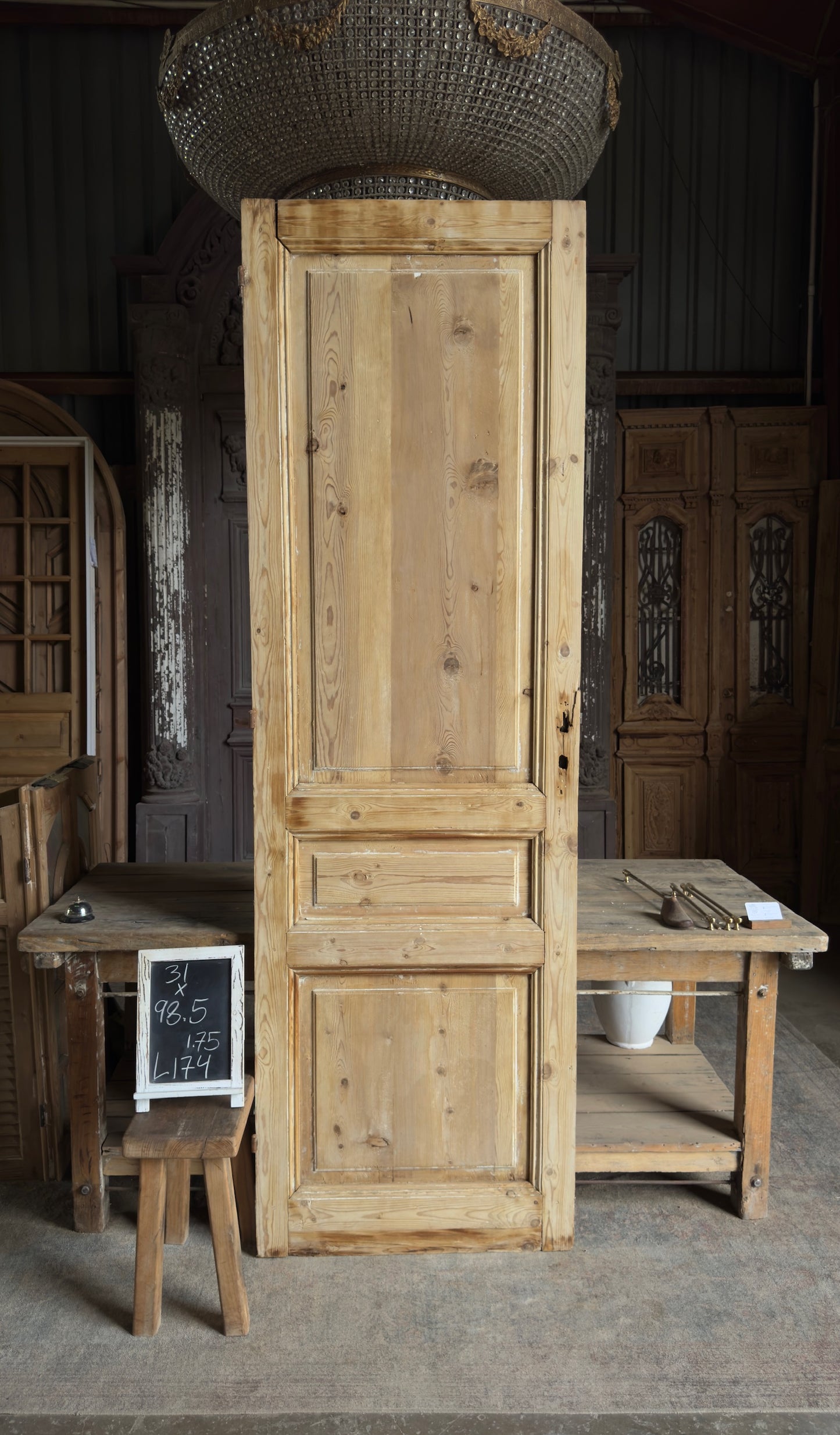 3 Panel Single Solid Antique Door - 31x98.5 - L174