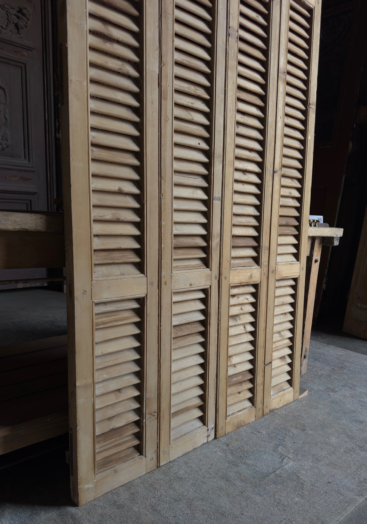 European French Antique Louvered Shutters - 43.5x89 - L415
