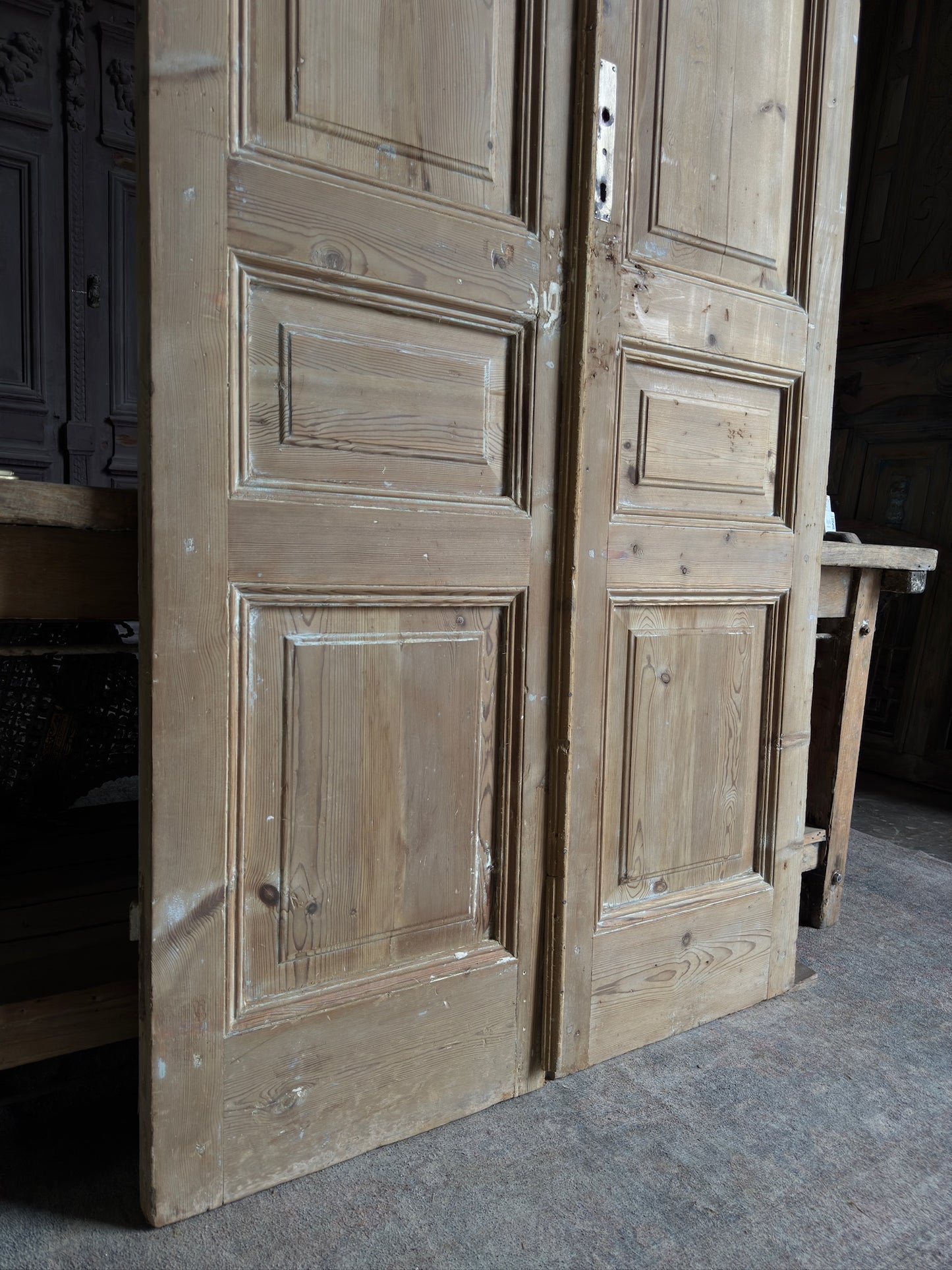 3 Panel Antique Solid French Doors - 42.75x100 K58