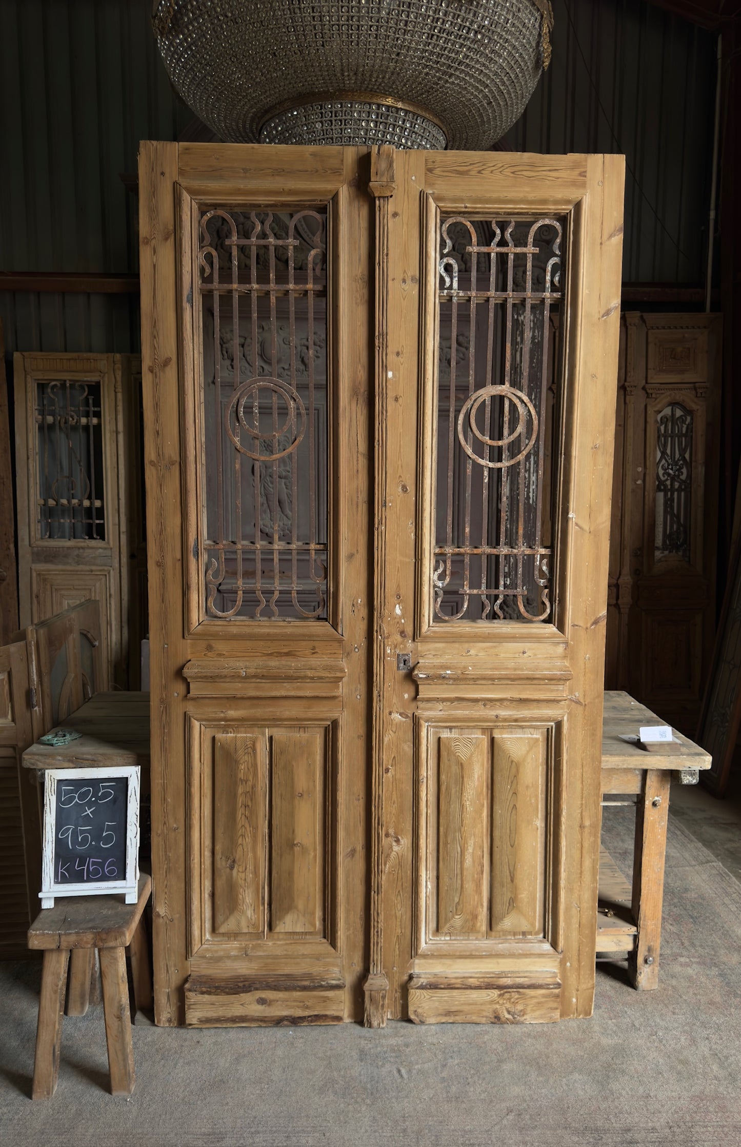 Large Antique Iron Entry Doors - 50.5x95.5 K456