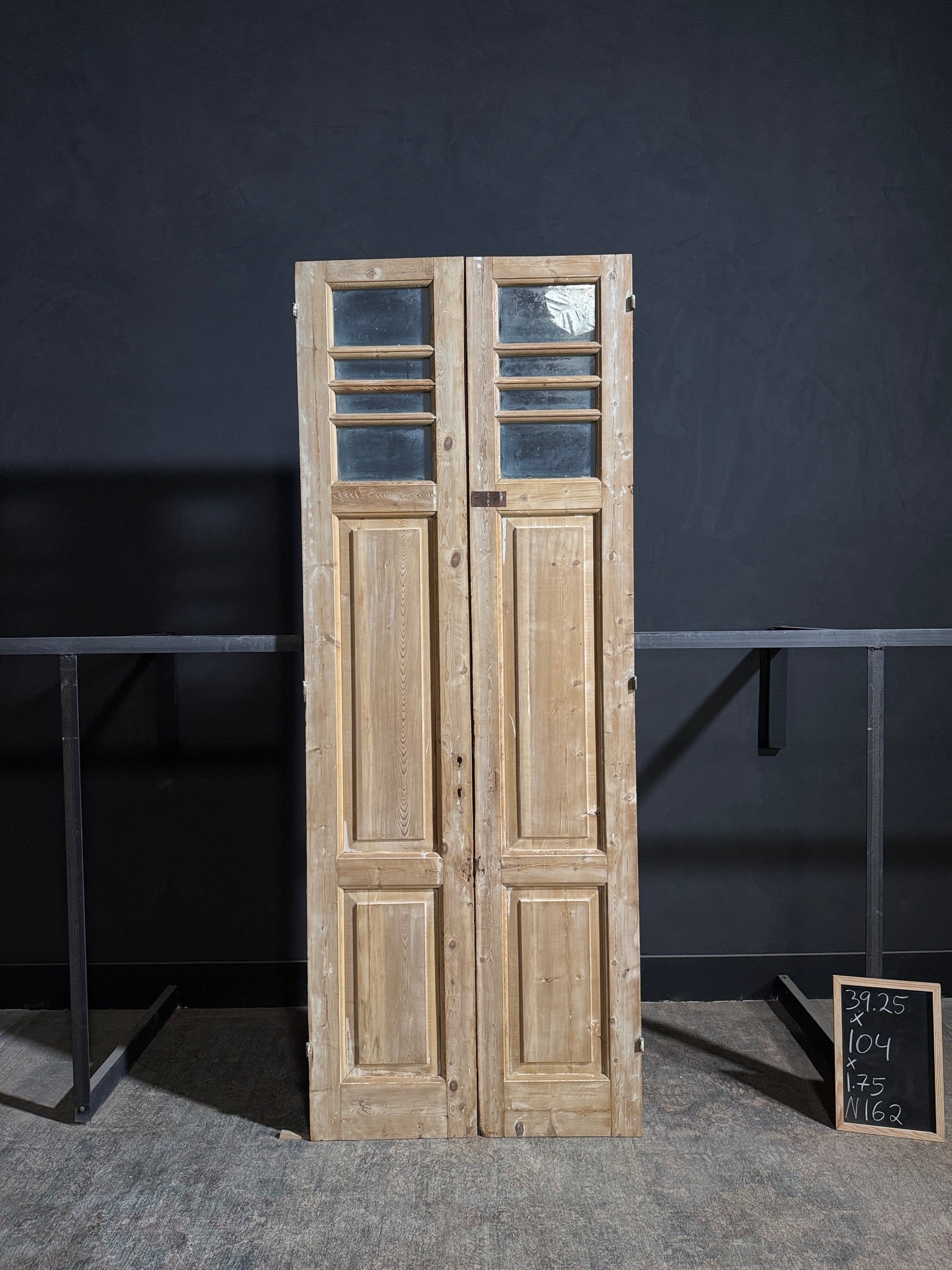 Antique Obscured Glass 2 Lite French Doors - 39.25x104 - N162