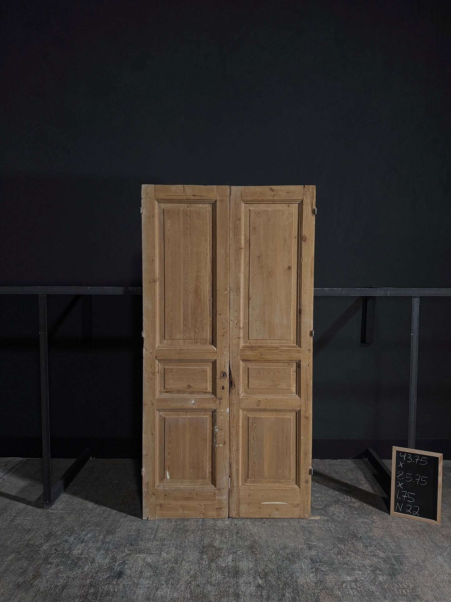 Antique Iron 3 Panel Double Doors - 43.75x85.75 - N22