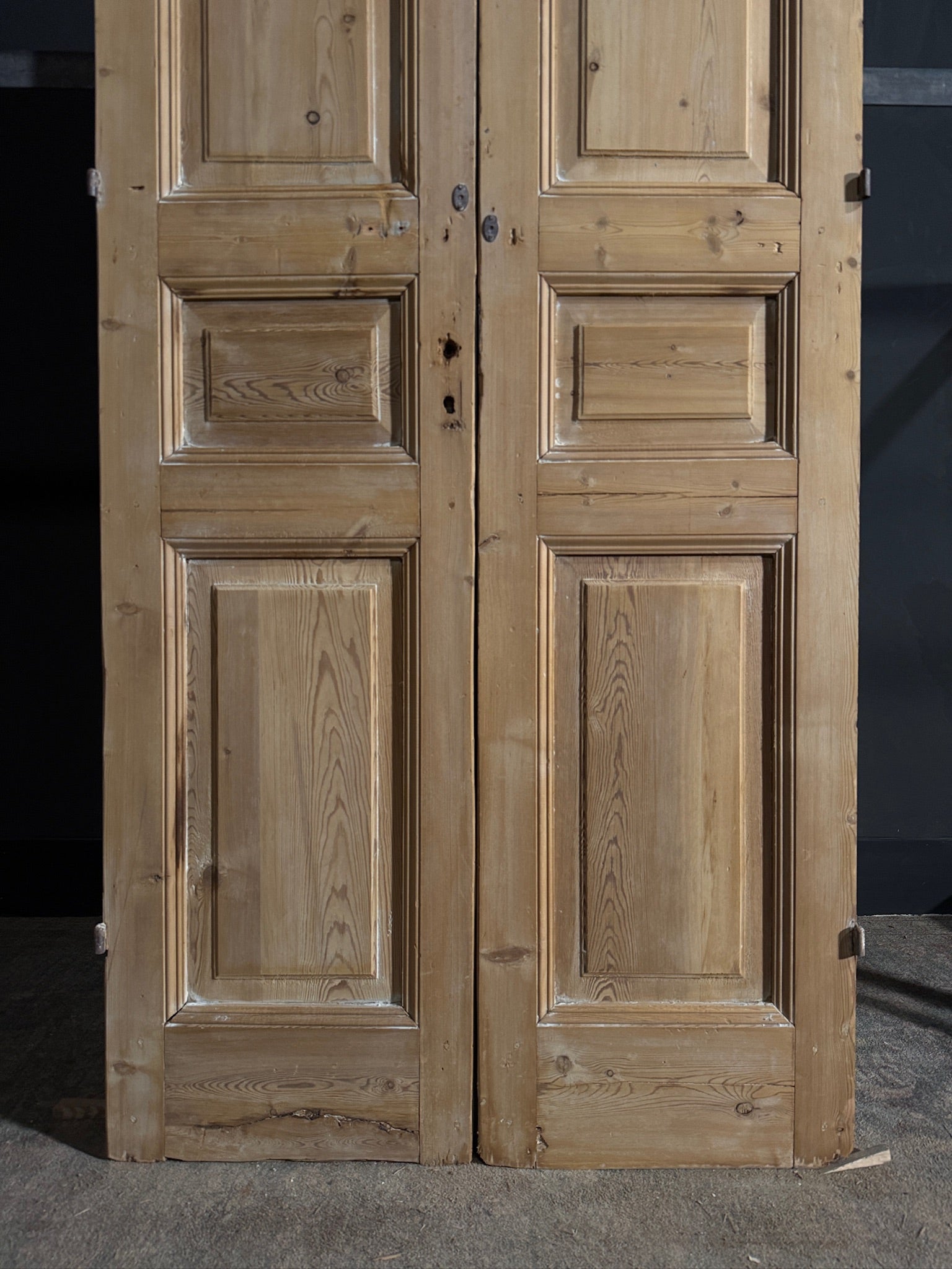 Antique 3 Panel Solid Double Doors - 39.75x97.75 - N618