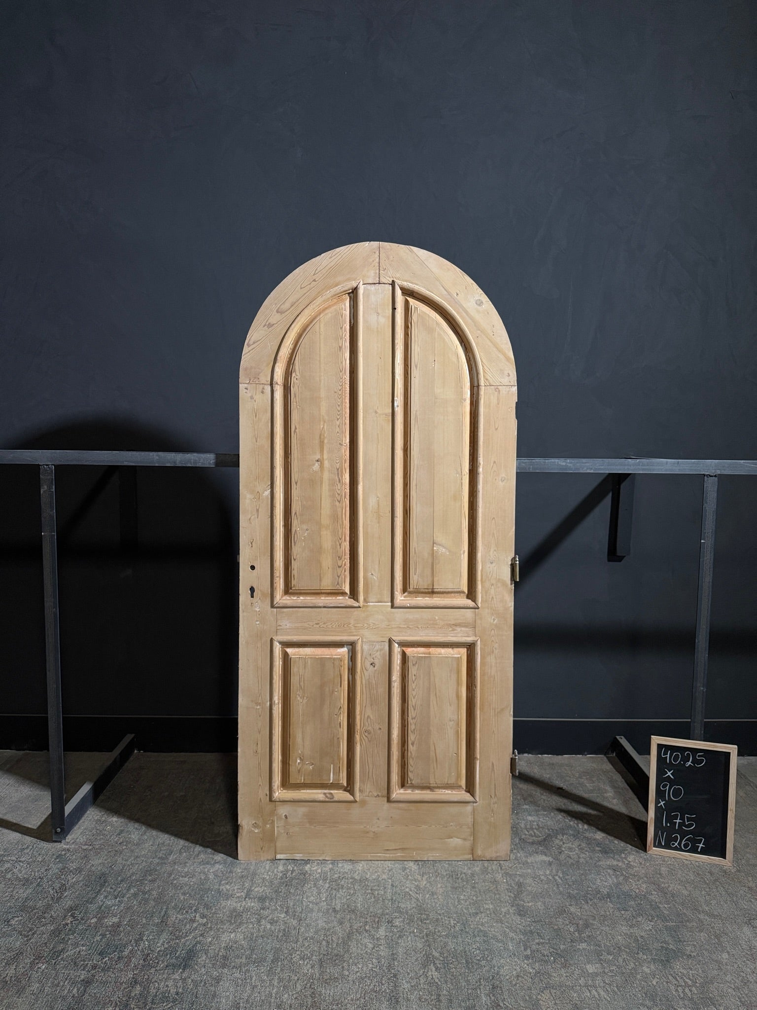 Antique 4 Panel Arched Solid Single Door - 40.25x90 - N267