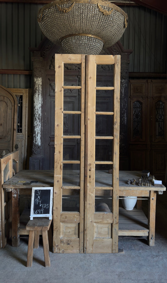Antique Glass 5 Lite French Doors - 31x94 - 669